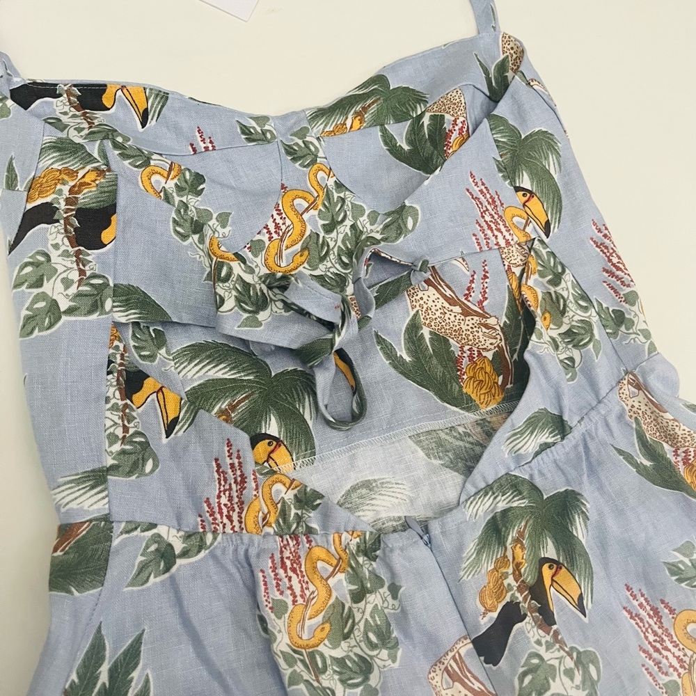 NWT Reformation Jana in Yucatan Toucan Snake Linen Tie Back Midi Dress 12 $218 - Picture 10 of 12